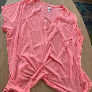 All In Motion Activewear T Shirt 3X Bright Pink Ribbed Polyester Spandex Twist